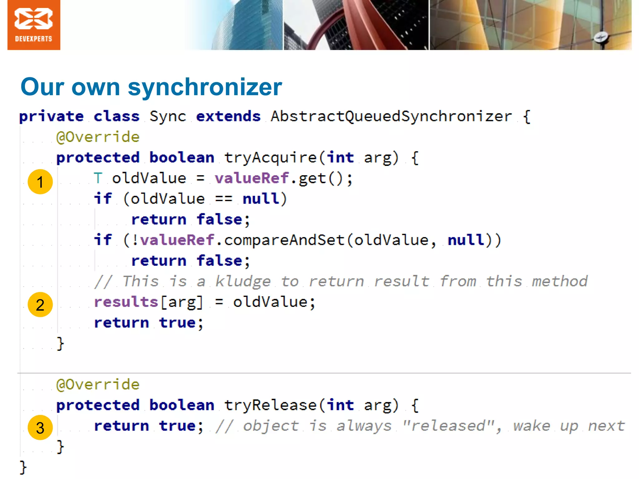 Our own synchronizer
1
2
3
 