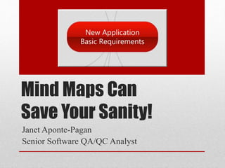 Mind Maps Can
Save Your Sanity!
Janet Aponte-Pagan
Senior Software QA/QC Analyst
 