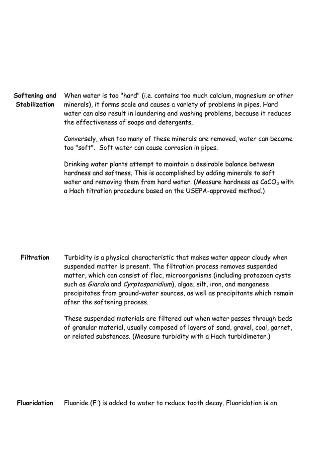 The stages of water treatment