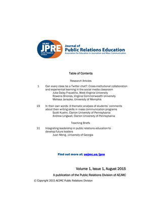 Journal Of Public Relations Education - Full Journal
