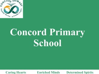 Concord Primary  School   Caring Hearts   Enriched Minds  Determined Spirits 