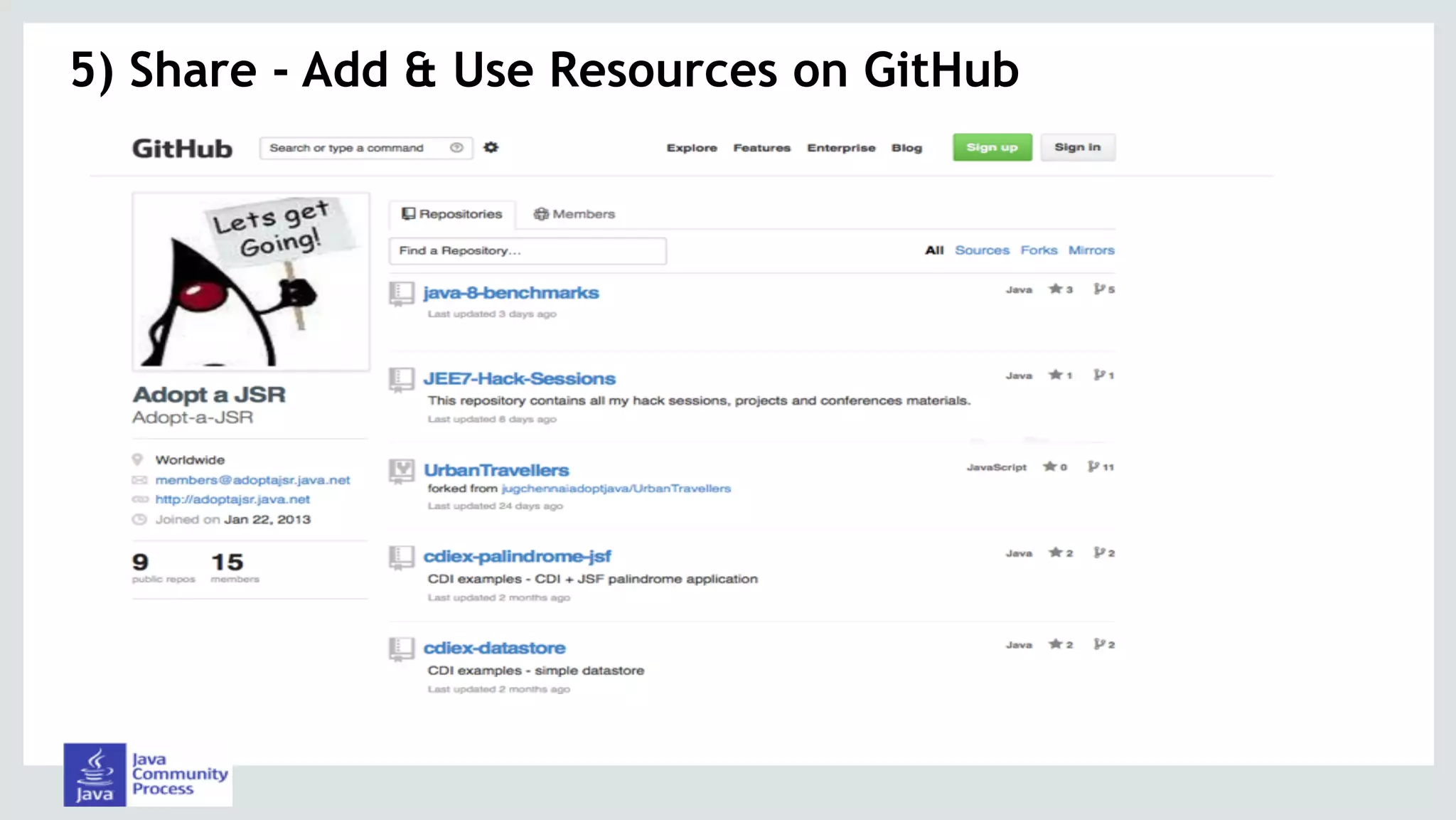 5) Share - Add & Use Resources on GitHub
 