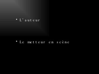 L’auteur Le metteur en scène 