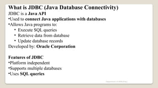 Comprehensive Guide to Java Database Connectivity and Architecture | PPTX