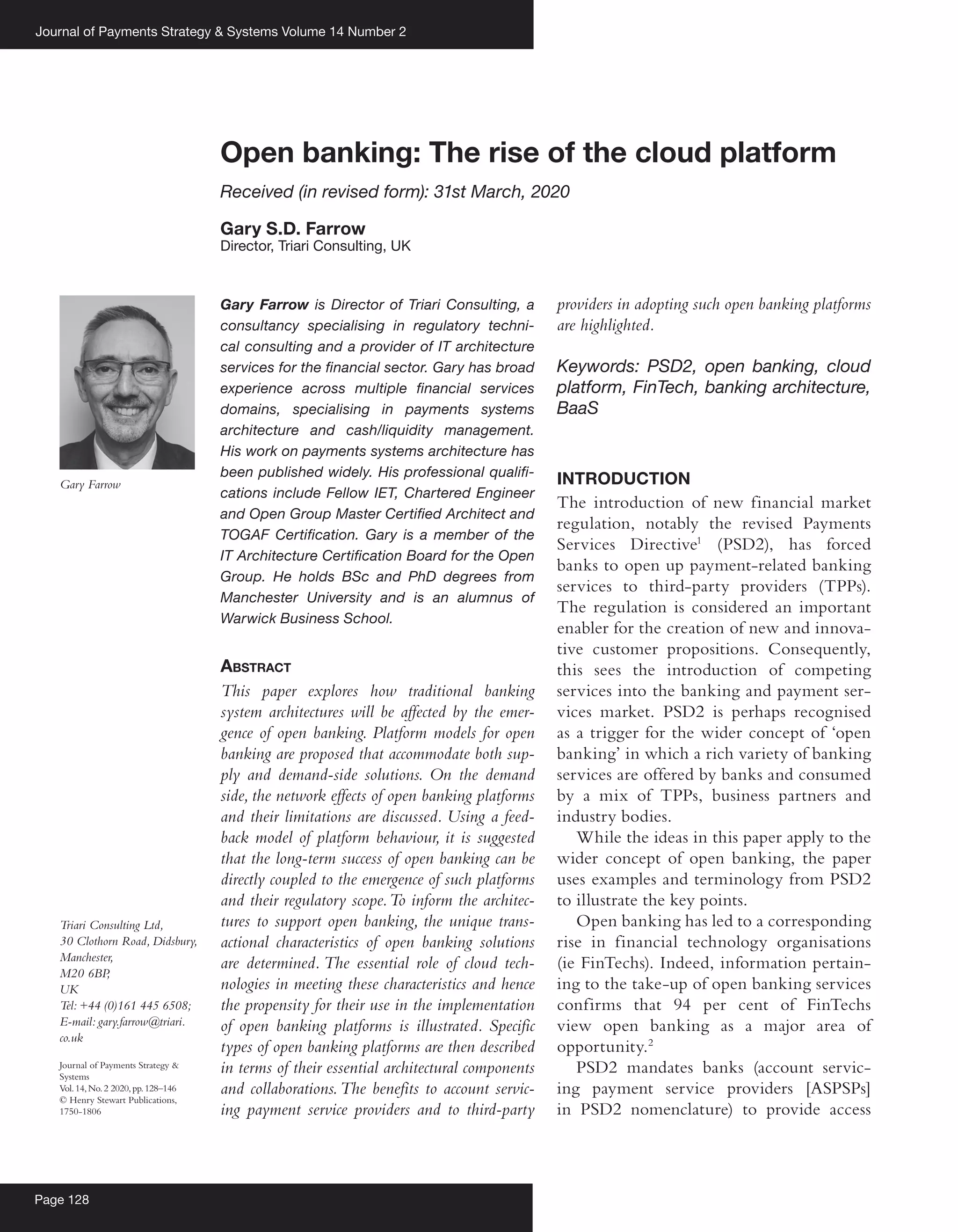 Open Banking : The Rise of the Cloud Platform | PDF