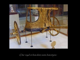 Char royal en bois doré, ivoire, bois et jonc
 