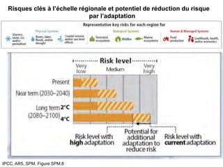 IPCC, AR5, SPM, Figure SPM.8
Risques clés à l’échelle régionale et potentiel de réduction du risque
par l’adaptation
 