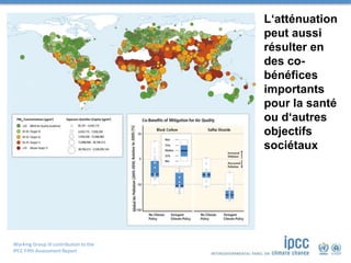 Working Group III contribution to the
IPCC Fifth Assessment Report
L‘atténuation
peut aussi
résulter en
des co-
bénéfices
importants
pour la santé
ou d‘autres
objectifs
sociétaux
 