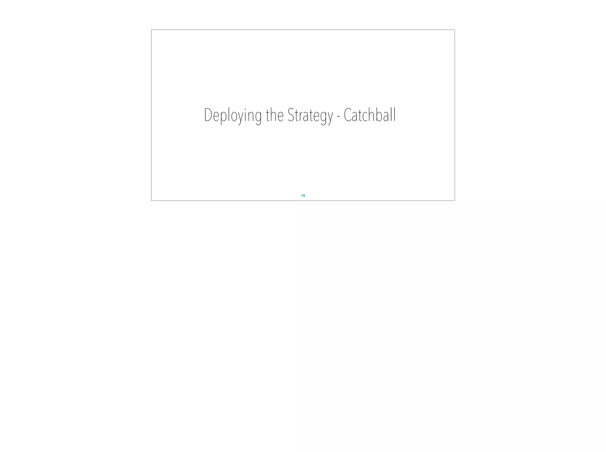 Deploying the Strategy - Catchball
19
 