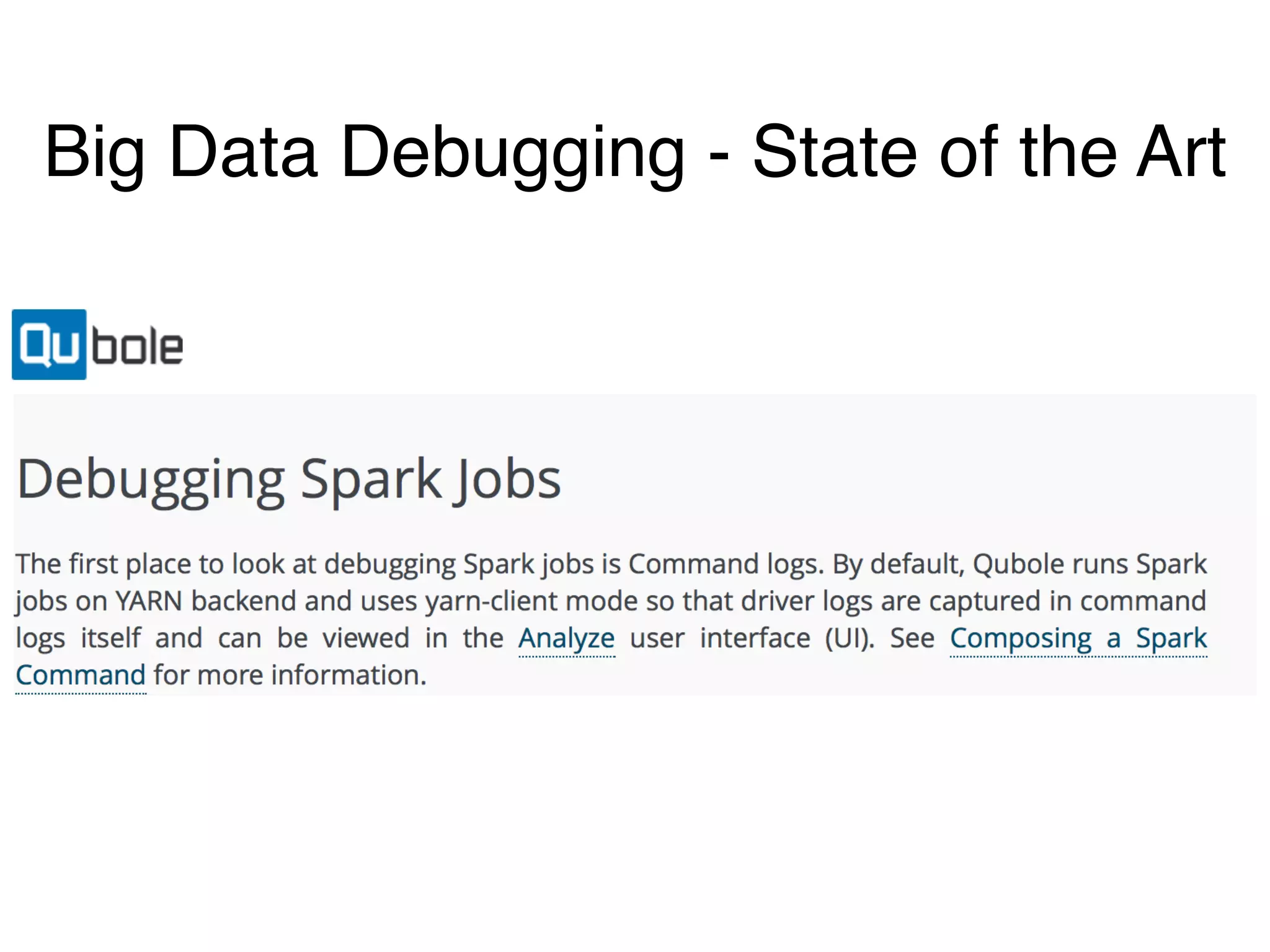Big Data Debugging - State of the Art
 