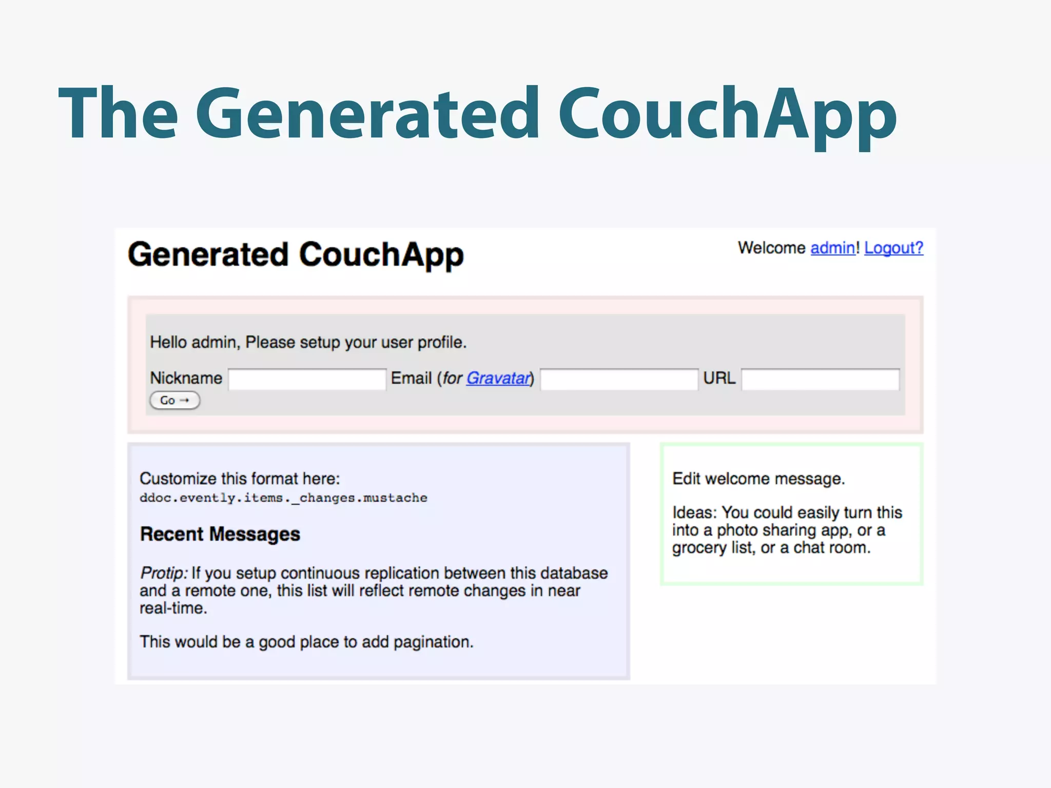 The Generated CouchApp
 