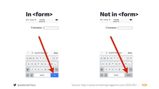 @webinterface Source: http://www.smashingmagazine.com/2014/05/....
In <form> Not in <form>
 