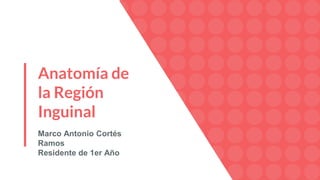 Anatomía de
la Región
Inguinal
Marco Antonio Cortés
Ramos
Residente de 1er Año
 