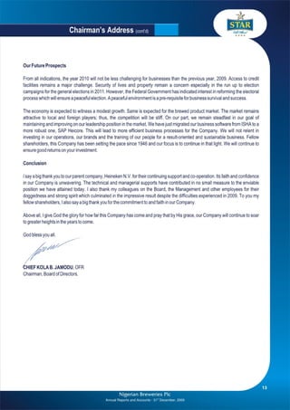 Nigerian Breweries annual report 2009
