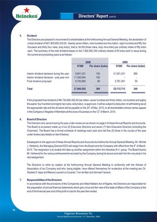 Nigerian Breweries annual report 2009