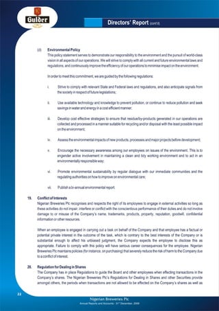 Nigerian Breweries annual report 2009