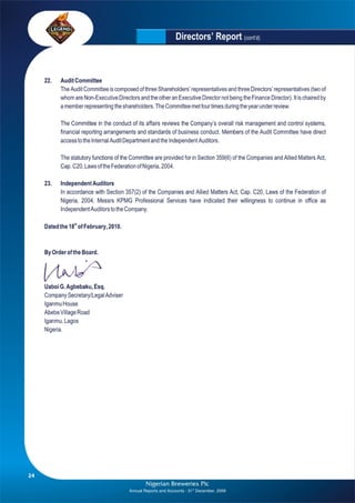 Nigerian Breweries annual report 2009