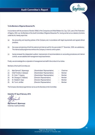 Nigerian Breweries annual report 2009