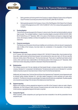 Nigerian Breweries annual report 2009