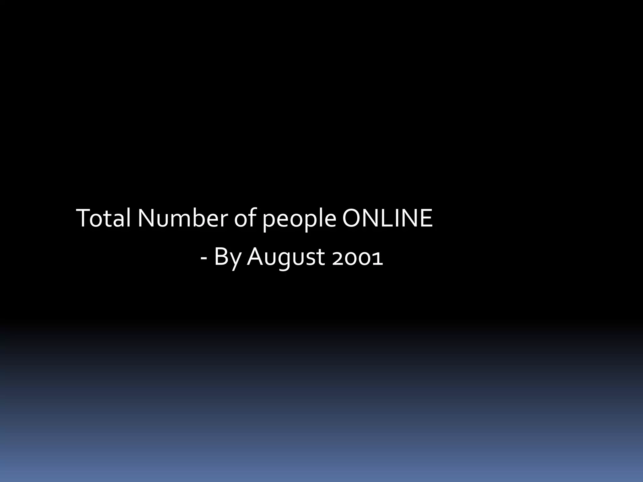 Total Number of people ONLINE	- By August 2001