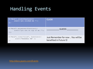http://www.slideshare.net/jeresig/javascript-library-overview-presentation