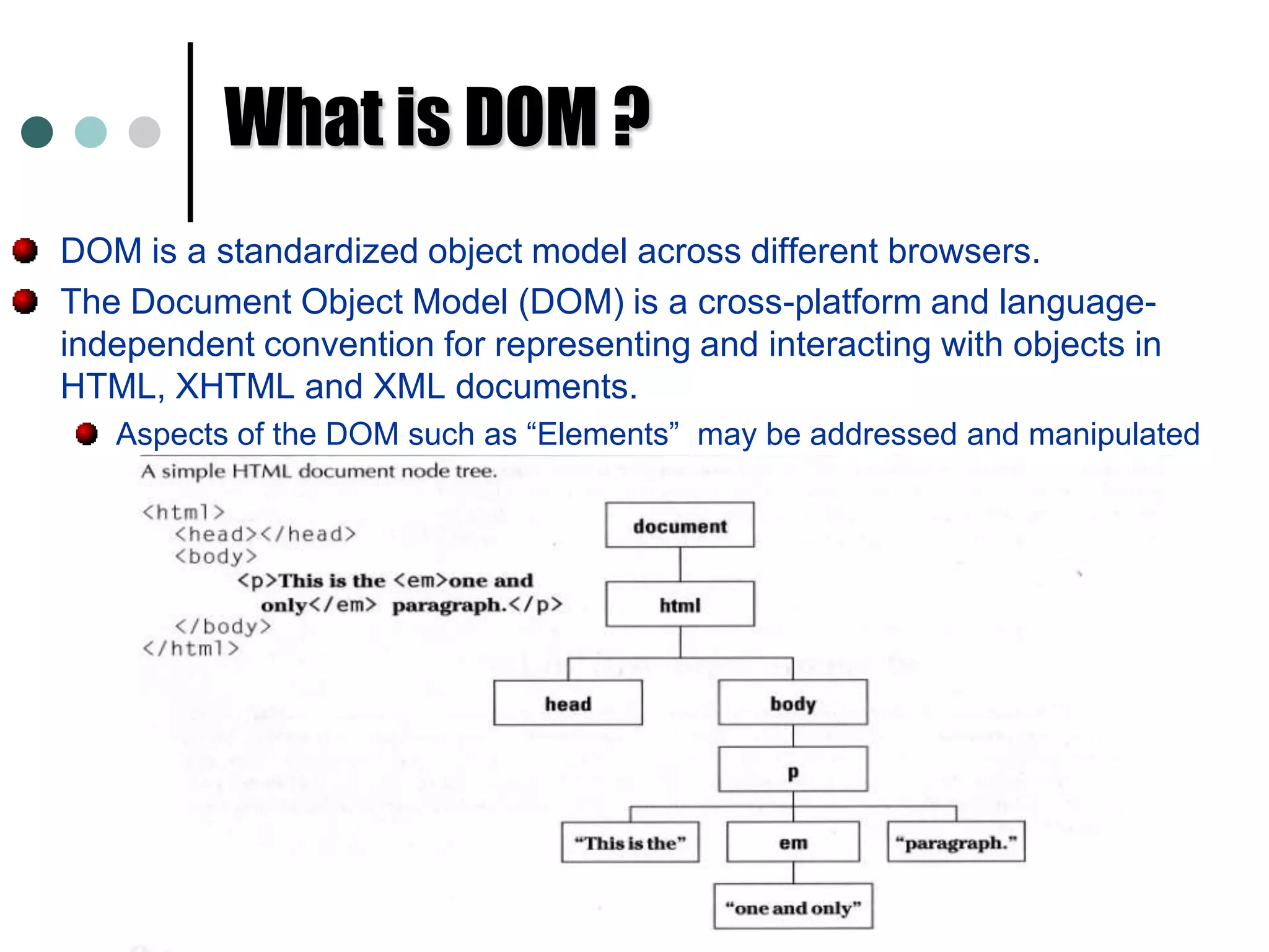 Why you might want to use jQueryjQuery makes writing Javascript much easier. DOM Navigation (CSS-like syntax)