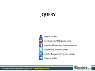 Jquery | PPTX | Web Design and HTML | Internet