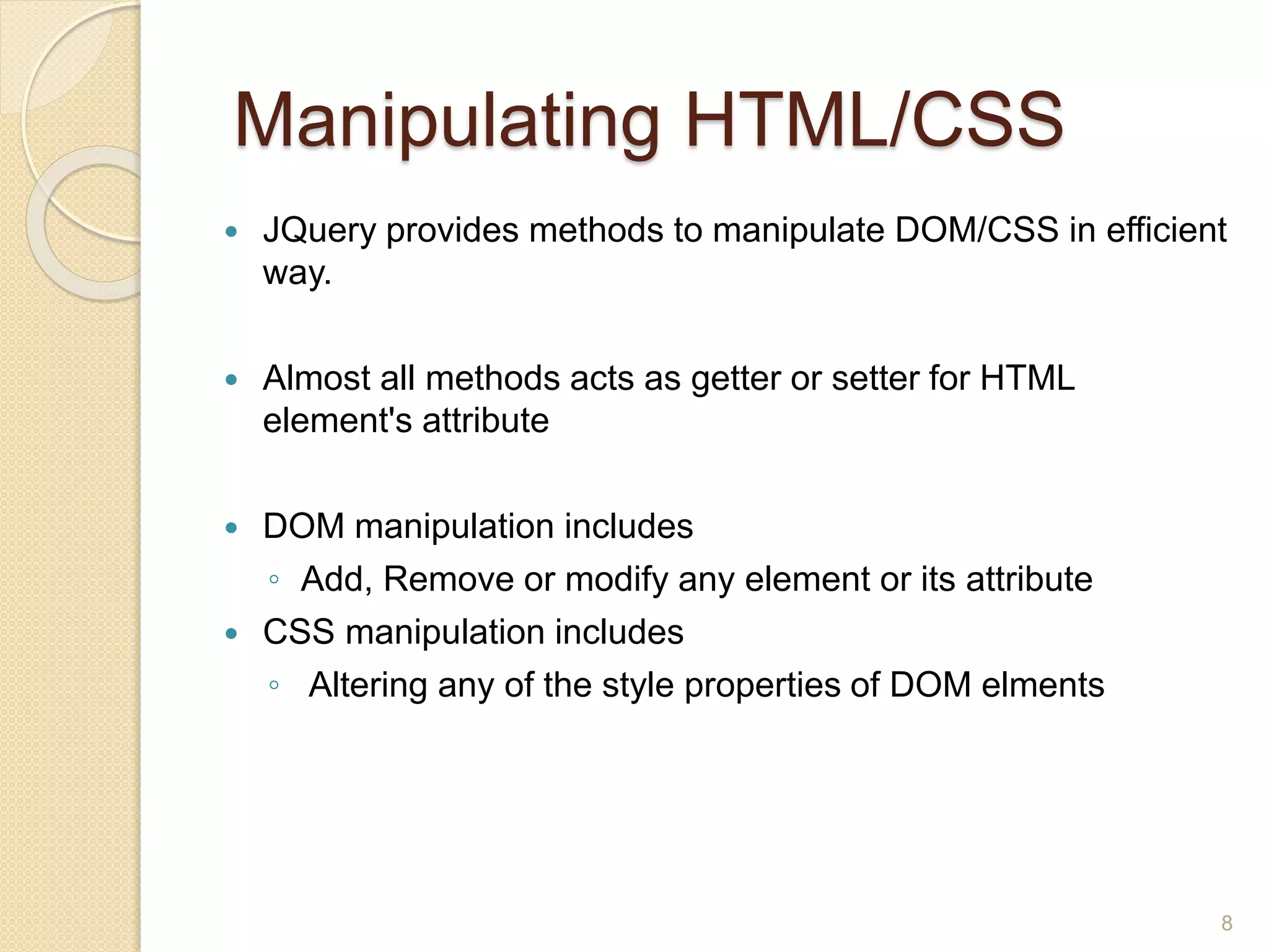 jQuery basics for Beginners | PPT