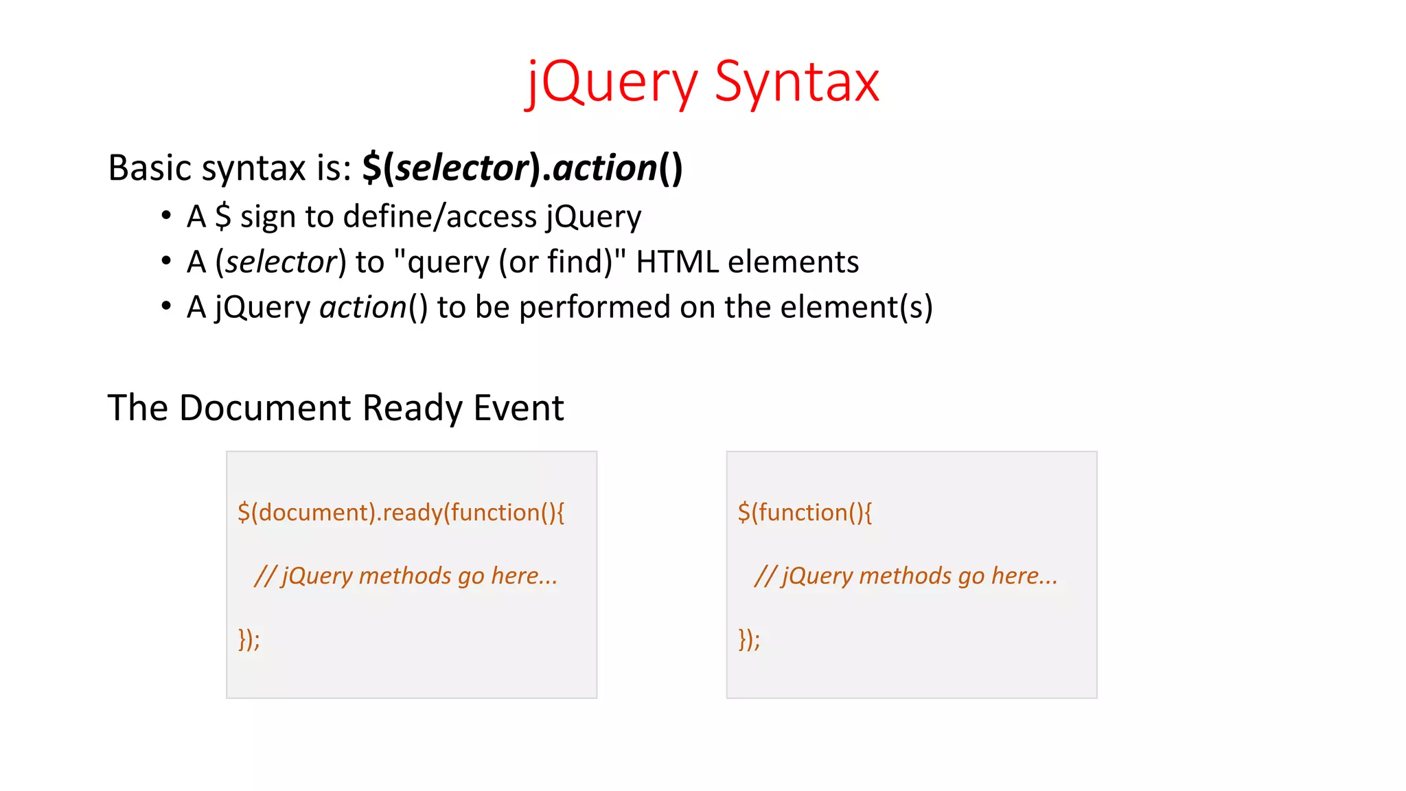 Introduction to jQuery - The basics | PPTX