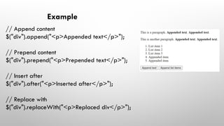 Jquery in web development, including Jquery in HTML | PPTX