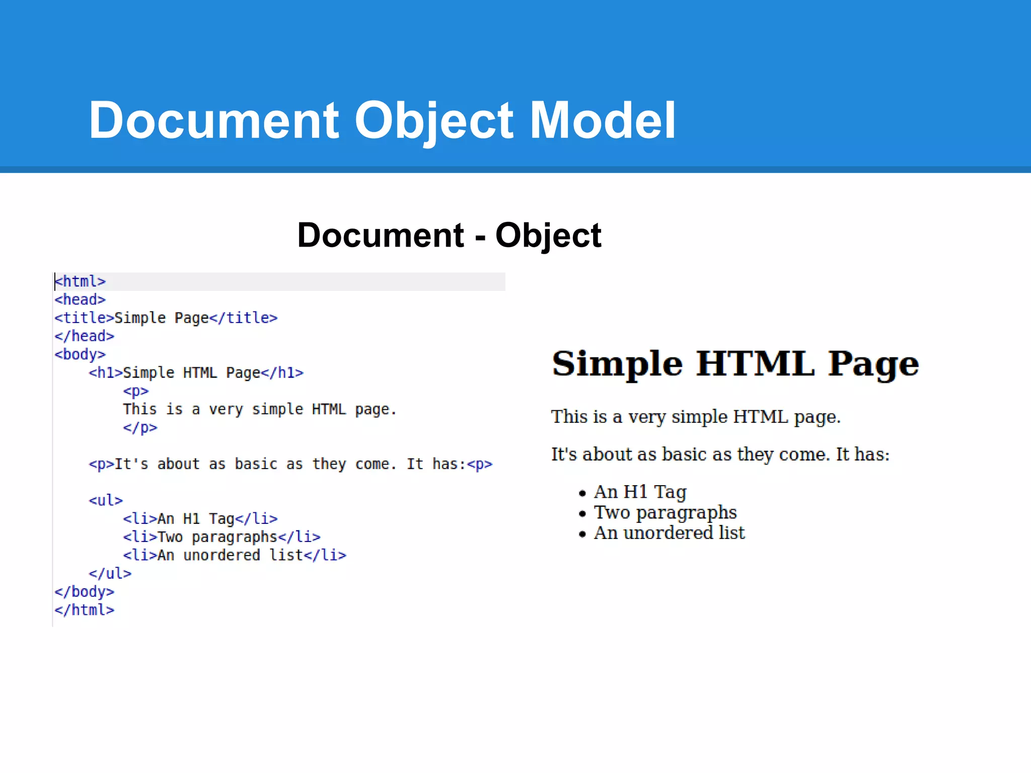 Document Object Model

       Document - Object
 