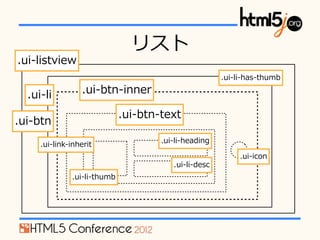ꥹ
.ui-\??listview
                                                                              .ui-\??li-\??has-\??thumb

   .ui-\??li            .ui-\??btn-\??inner

                                         .ui-\??btn-\??text
.ui-\??btn
                                                     .ui-\??li-\??heading
       .ui-\??link-\??inherit
                                                                                     .ui-\??icon
                                                          .ui-\??li-\??desc
                    .ui-\??li-\??thumb
 