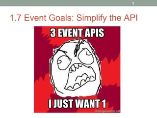 1.7 Event Goals: Simplify the API 