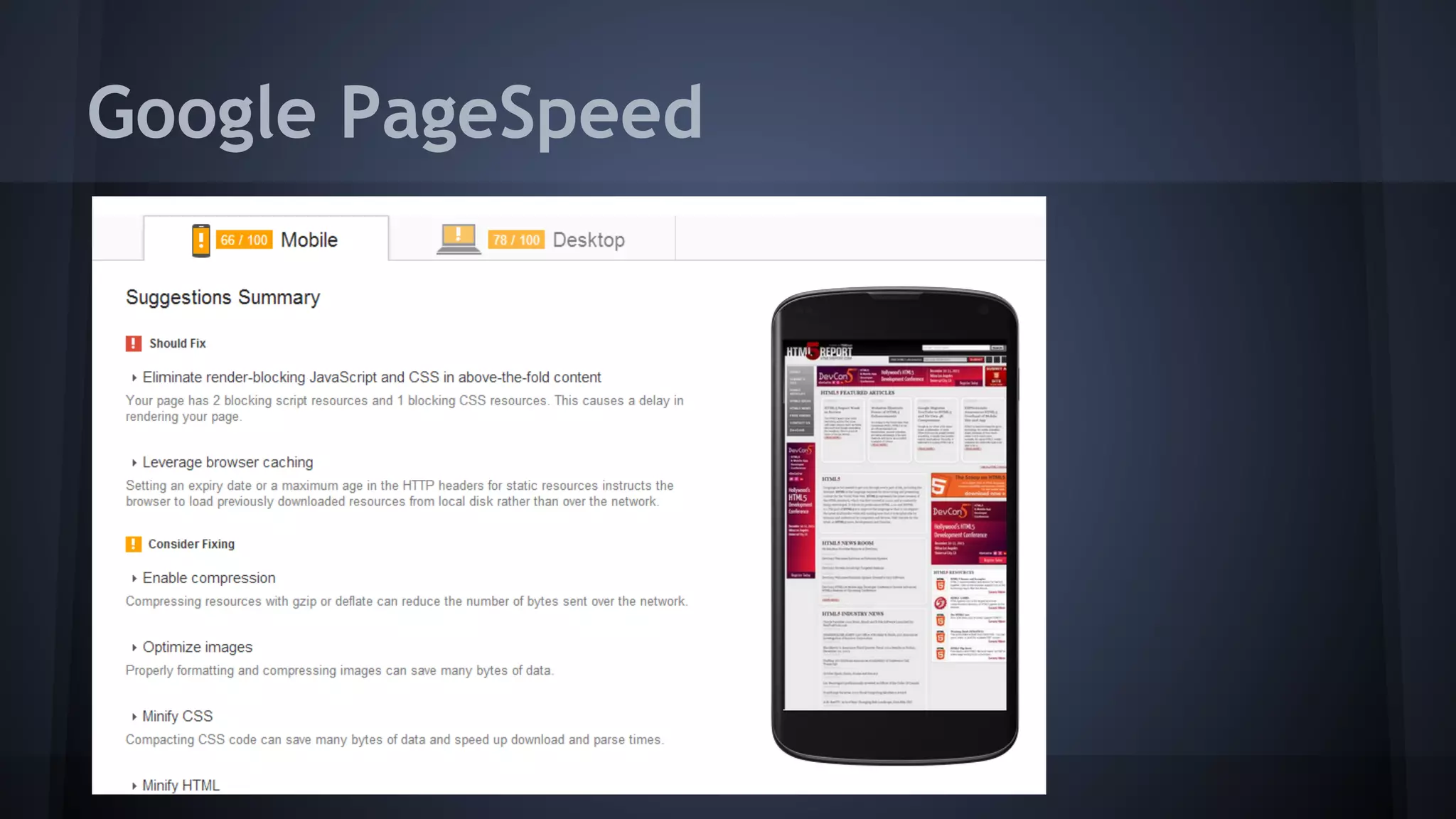 Google PageSpeed
 