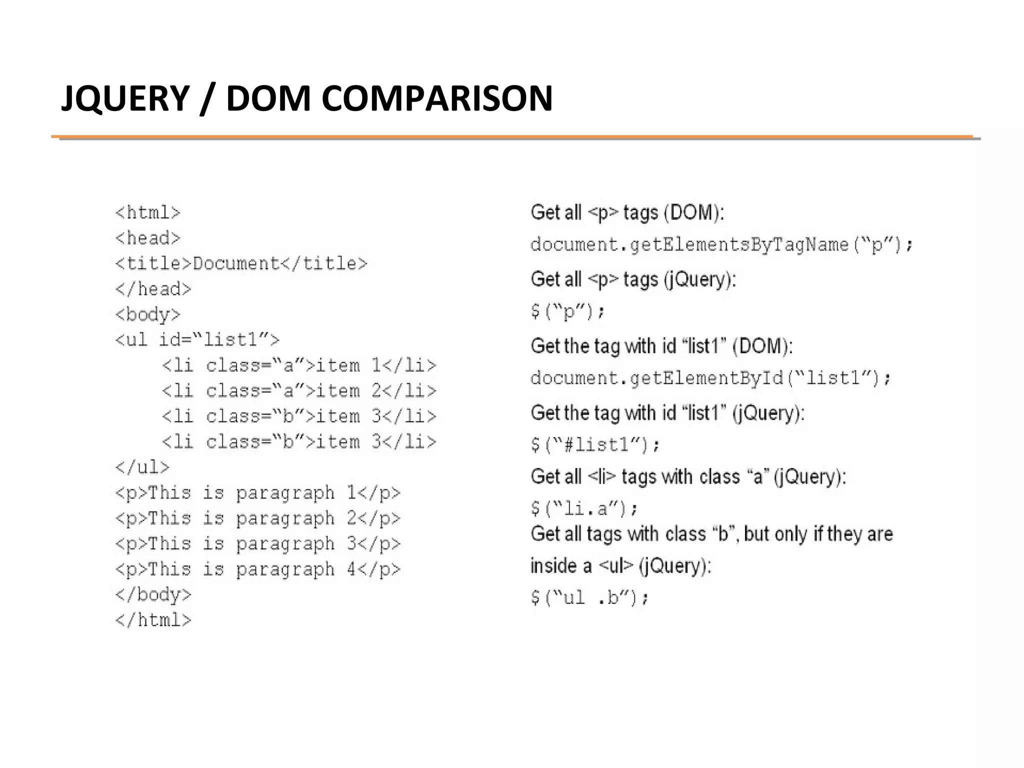 JQUERY / DOM COMPARISON

 