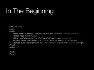 In The Beginning

<!DOCTYPE html>
<html>
<head>
	   <meta name="viewport" content="width=device-width, initial-scale=1">
	...