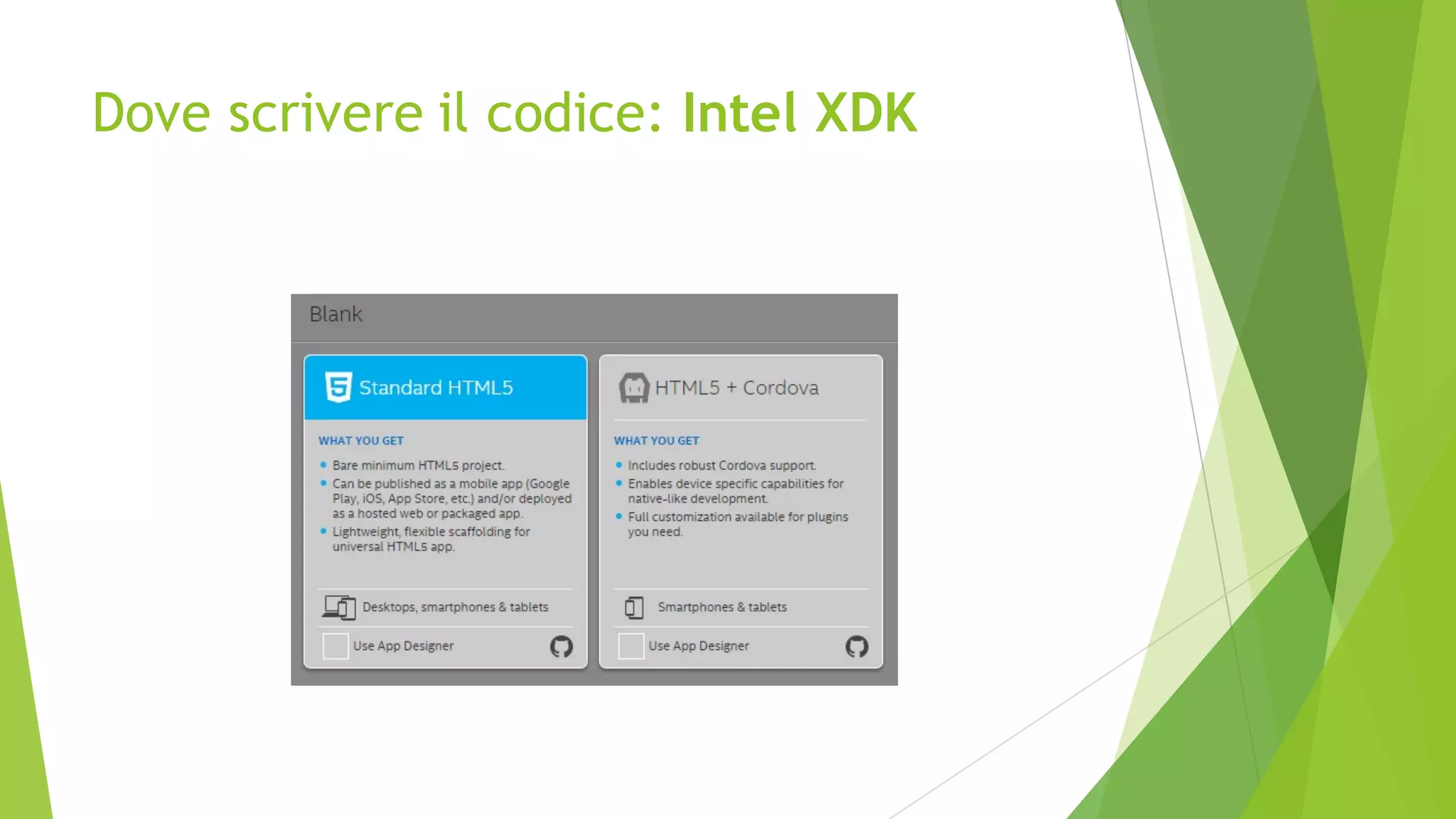 Dove scrivere il codice: Intel XDK
 