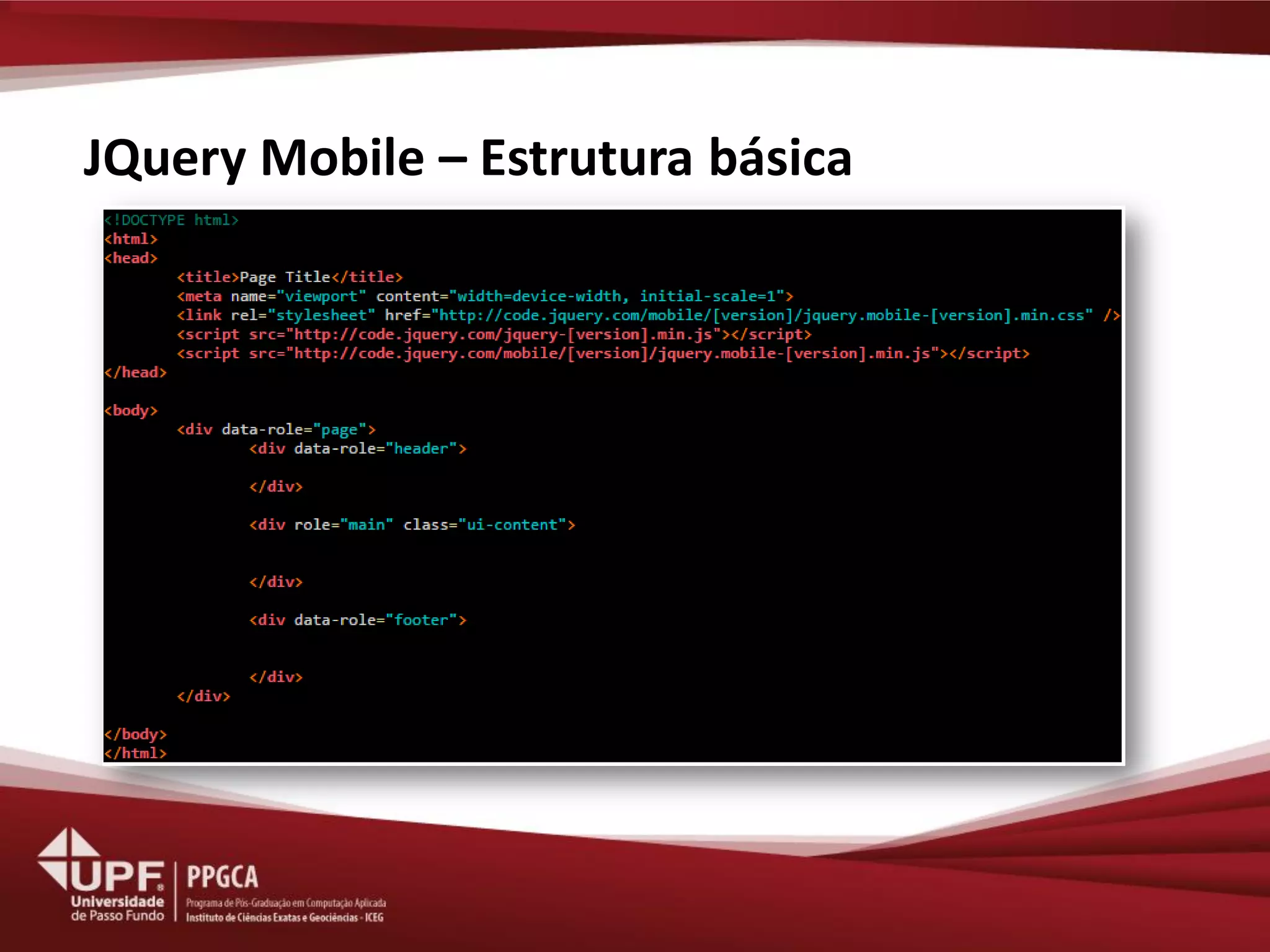 JQuery Mobile – Estrutura básica  