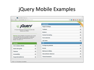 jQuery	
  Mobile	
  Examples	
  
 