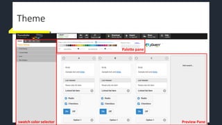 Theme
swatch color selector
Palette pane
Preview Pane
 