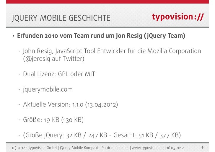 Jquery Mobile Kompakt Das Kompendium Uber 150 Seiten Typovision