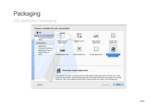 Packaging
iOS application packaging




                            18/65
 