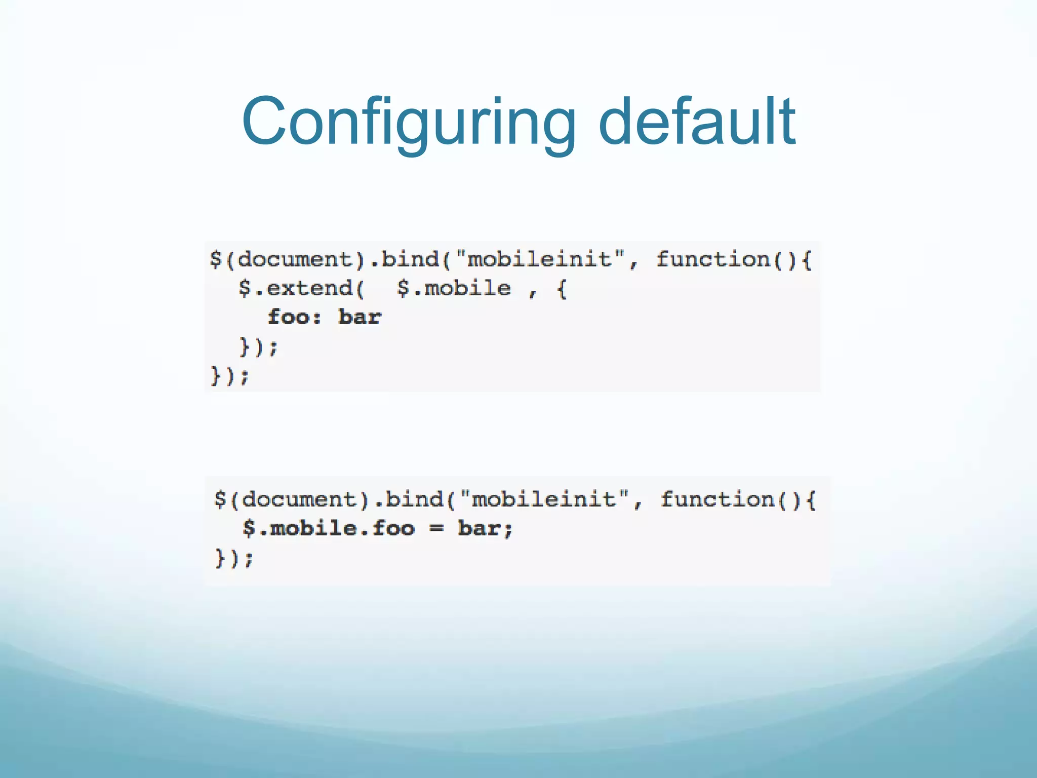 Configuring default
 