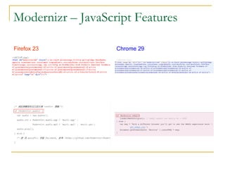 Modernizr – JavaScript Features
Firefox 23

Chrome 29

 