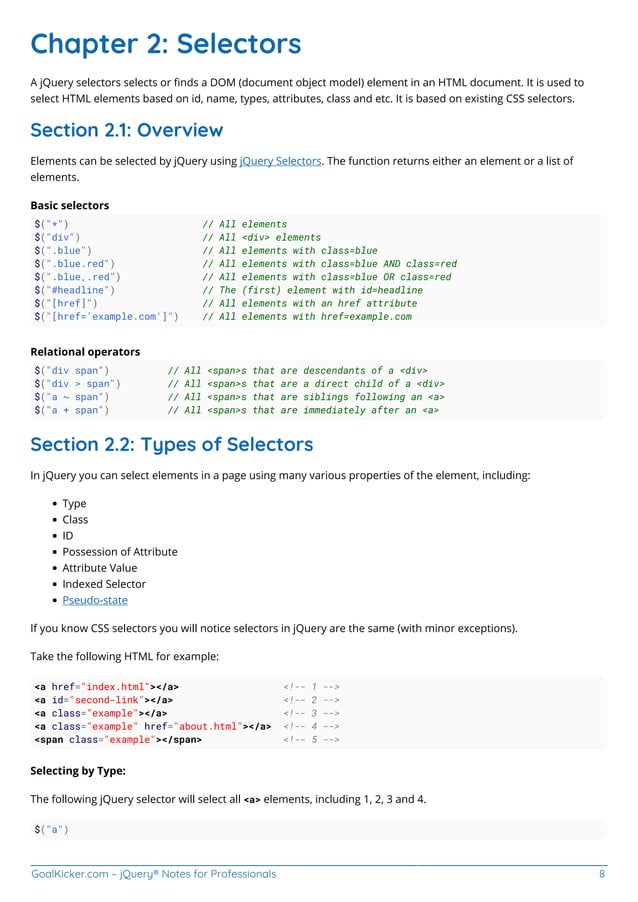 Jquery notes for professionals | PDF