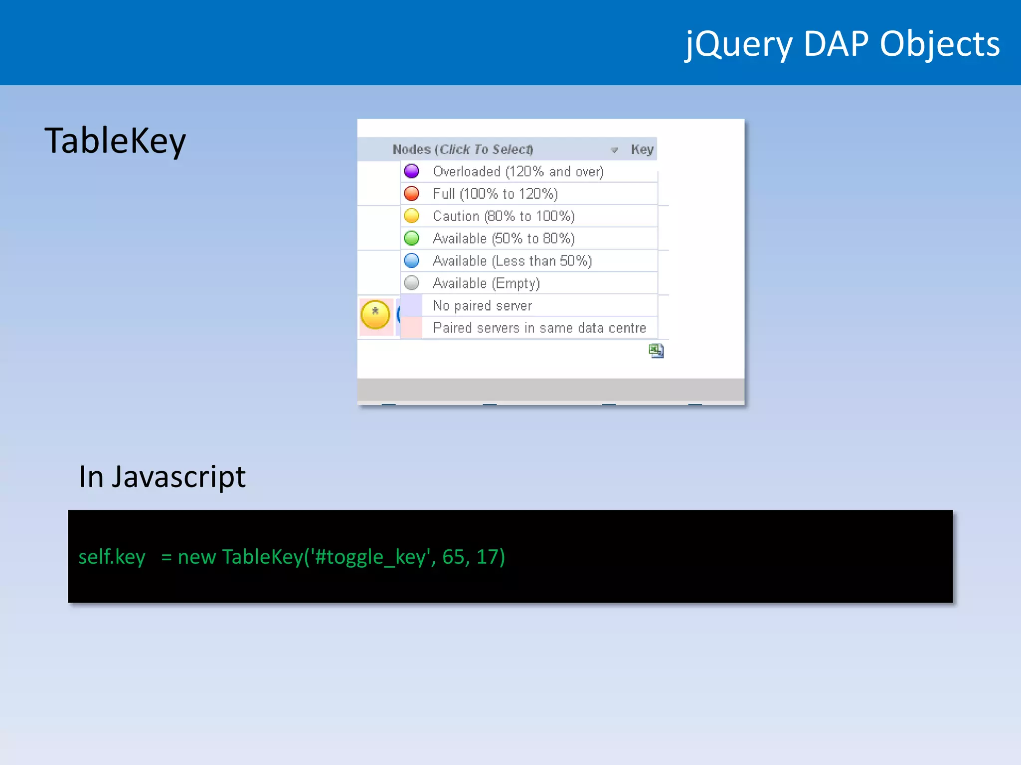 jQuery DAP Objects

TableKey




 In Javascript

 self.key = new TableKey('#toggle_key', 65, 17)
 