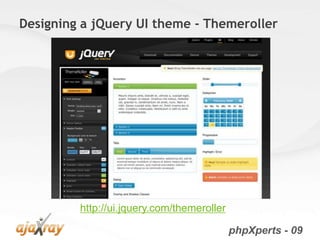 Designing a jQuery UI theme - Themeroller




         http://ui.jquery.com/themeroller

                                            phpXperts - 09
 