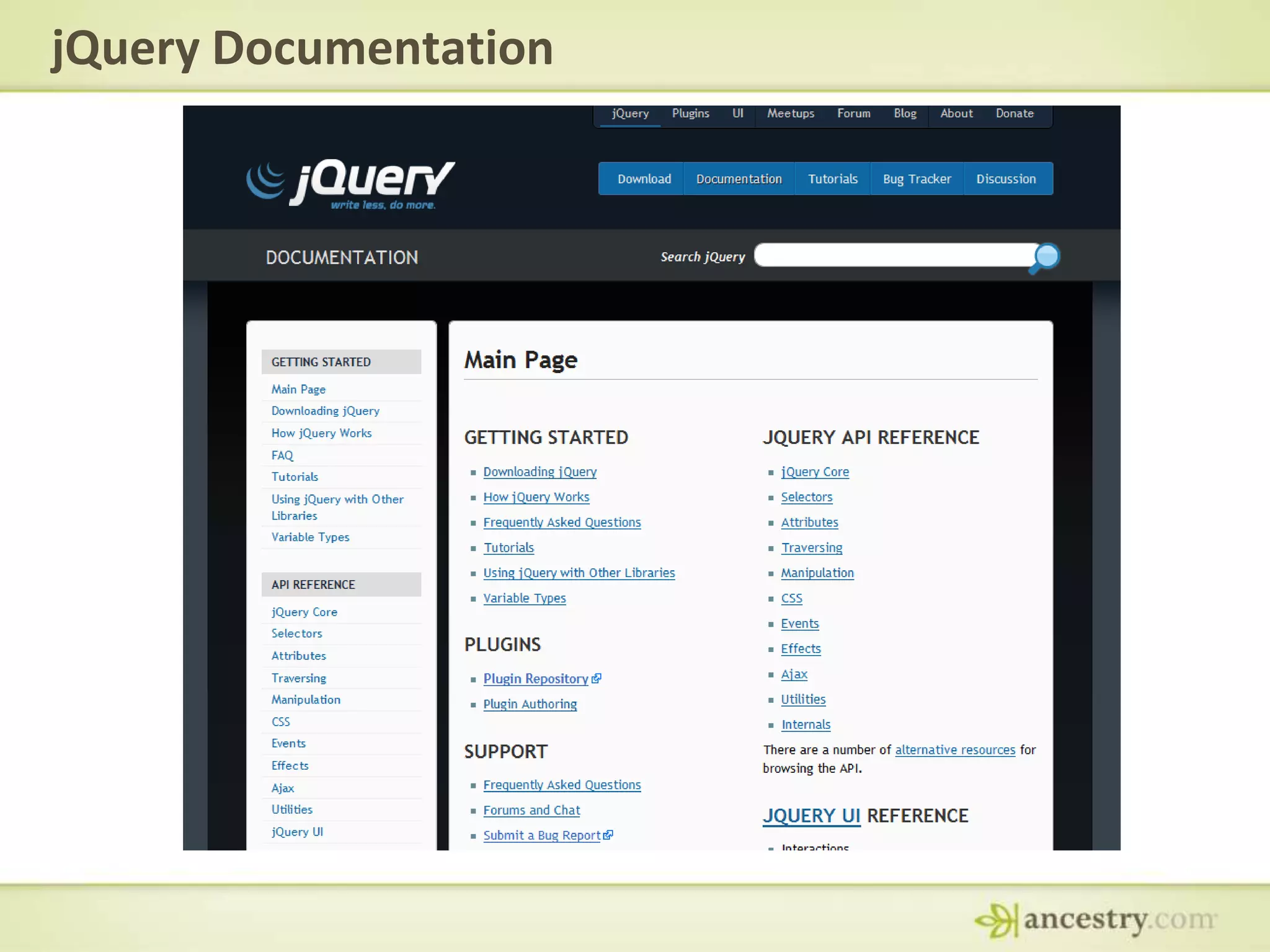 jQuery Documentation