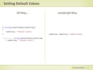 Setting Default ValuesC# Way…JavaScript Way
