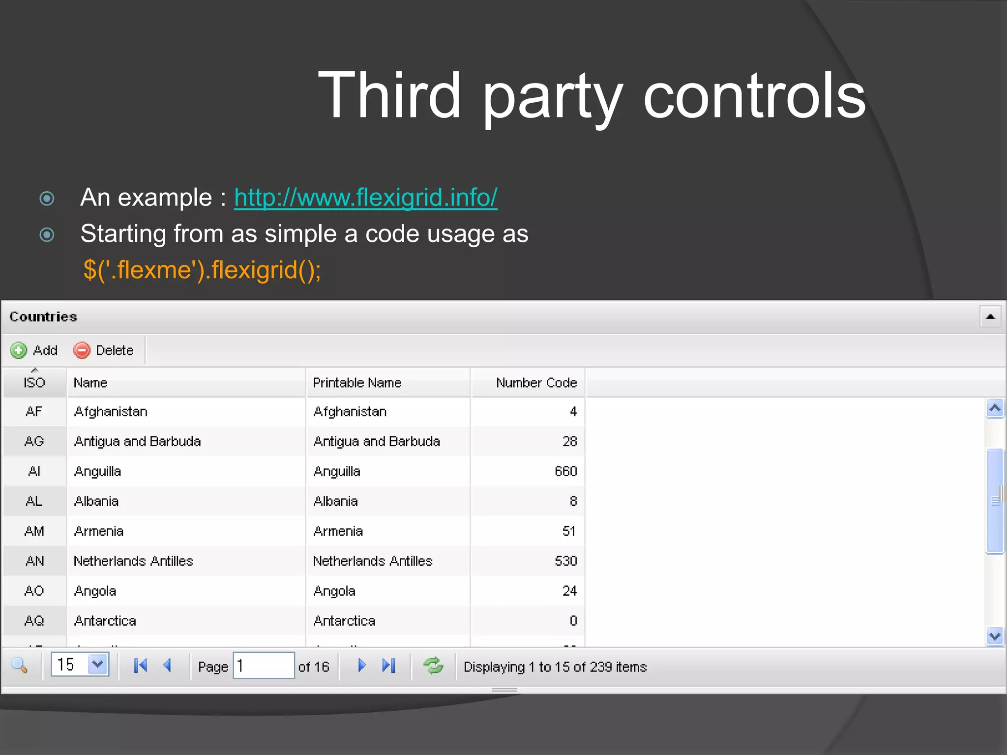 jQuery Plug-inA new method that we use to extend jQuery's prototype objectCan be used privately or shared with othersSince extending prototype, it is available for all jQuery objectsGuidelinesName the file as jquery.PLUGINNAME.jsName in file and your method’s name should be sameKeep track of developer community to avoid name conflicts Wrap the actual plugin in an immediately-invoked function:	(function($){	    //...	}(jQuery));Because of closure, this creates a "private" scope of $ hence allowing us to extend jQuery without risk of $ being overwritten by another library
